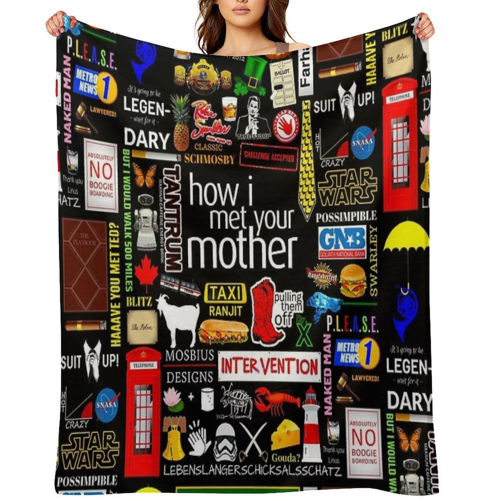 How I Met Your Mother Collage Poster Iconographic - Infographic Travel-friendly Throw Blanket