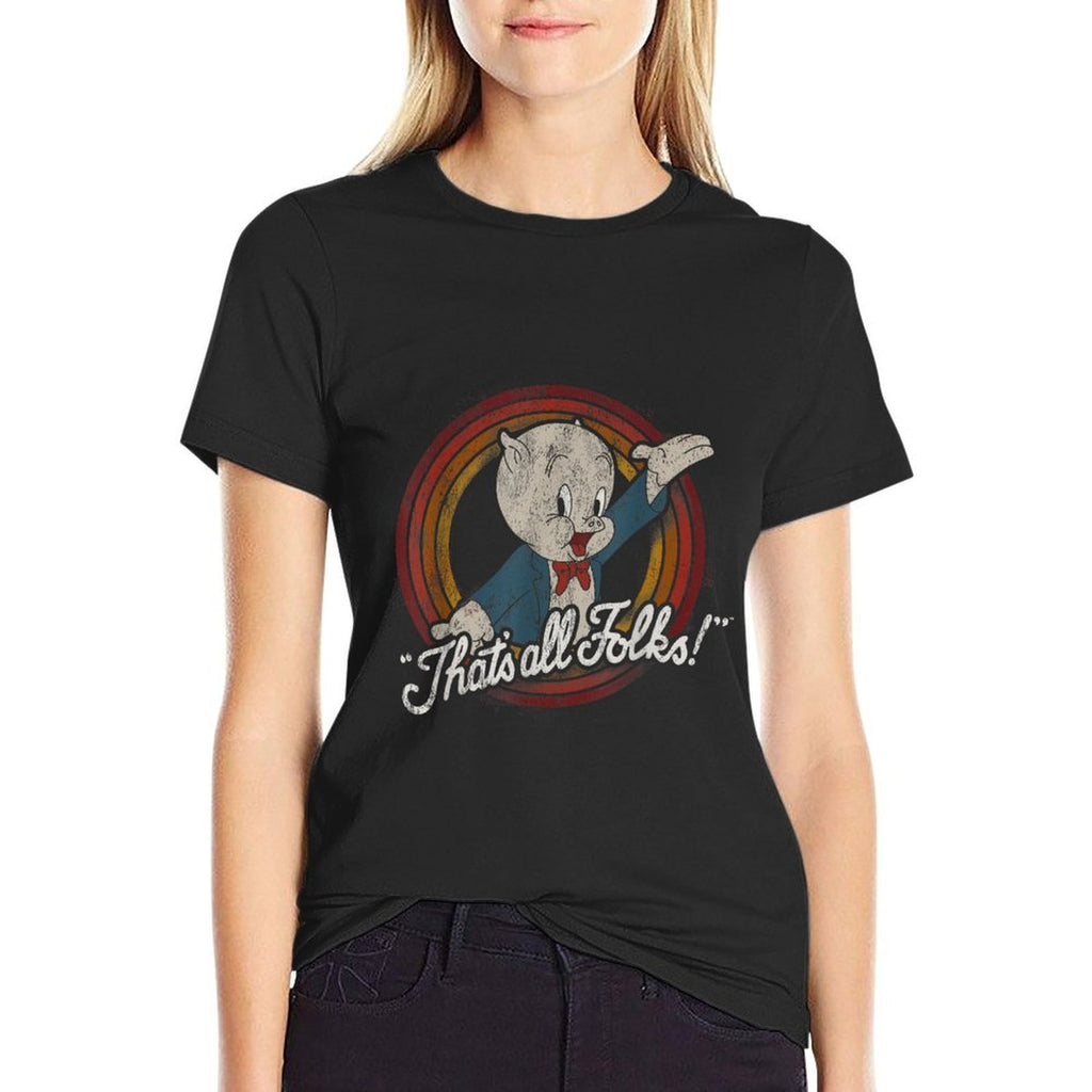Looney Tunes Porky Pig Thats All Folks Classic  Wrinkle-resistant T-Shirt