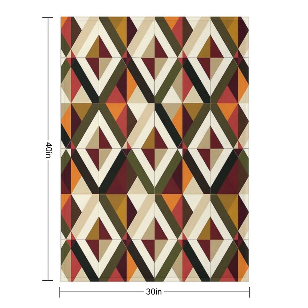 Retro Geometric Motif  Seamless Easy Care Throw Blanket