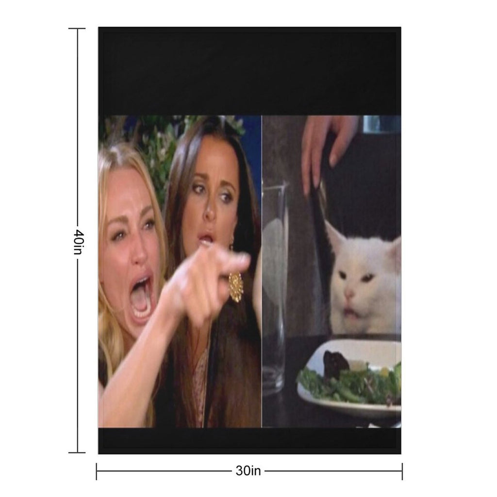 Woman Yelling at Cat Meme Comfort Throw Blanket