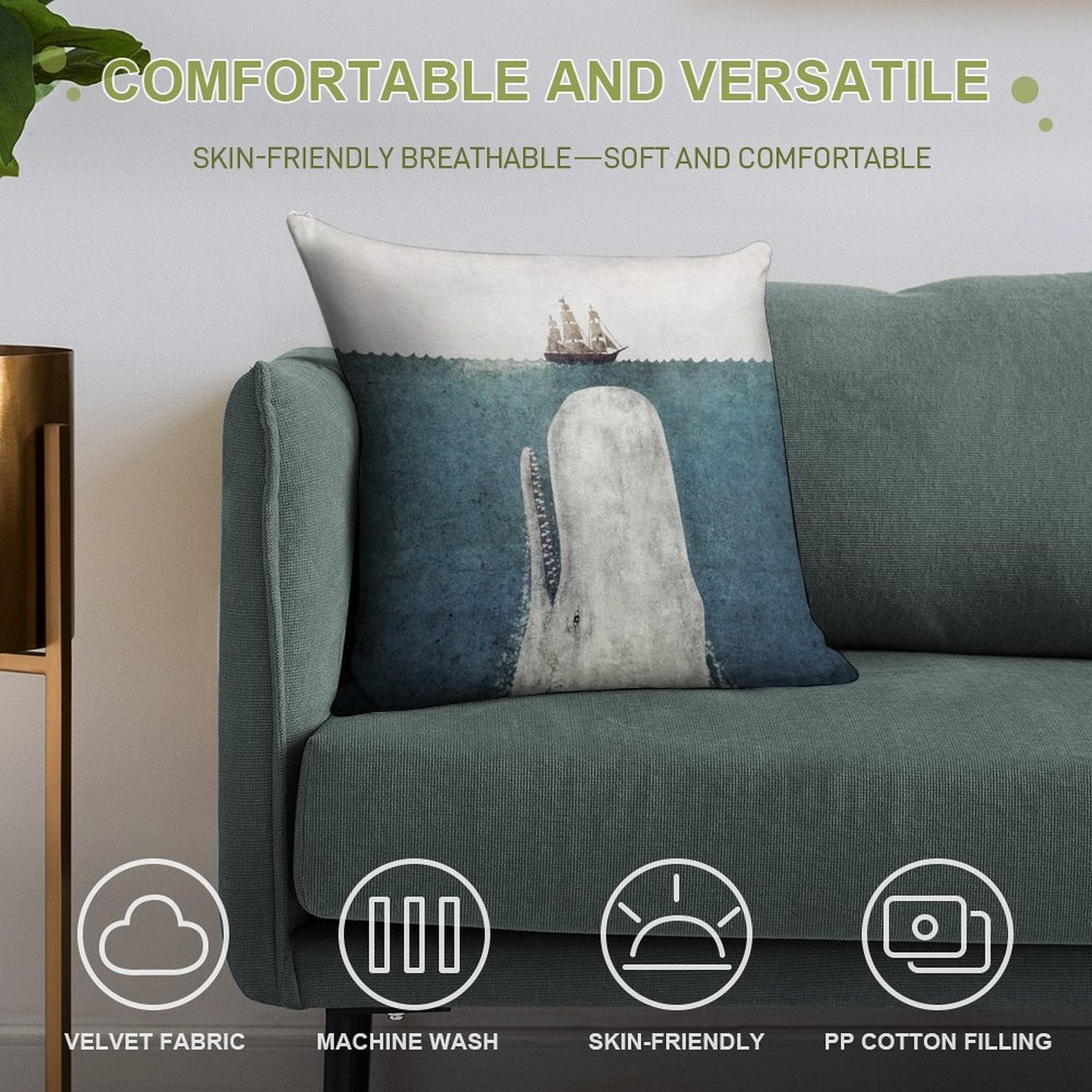 The White Whale Soft Shrink-Resistant Throw Pillow