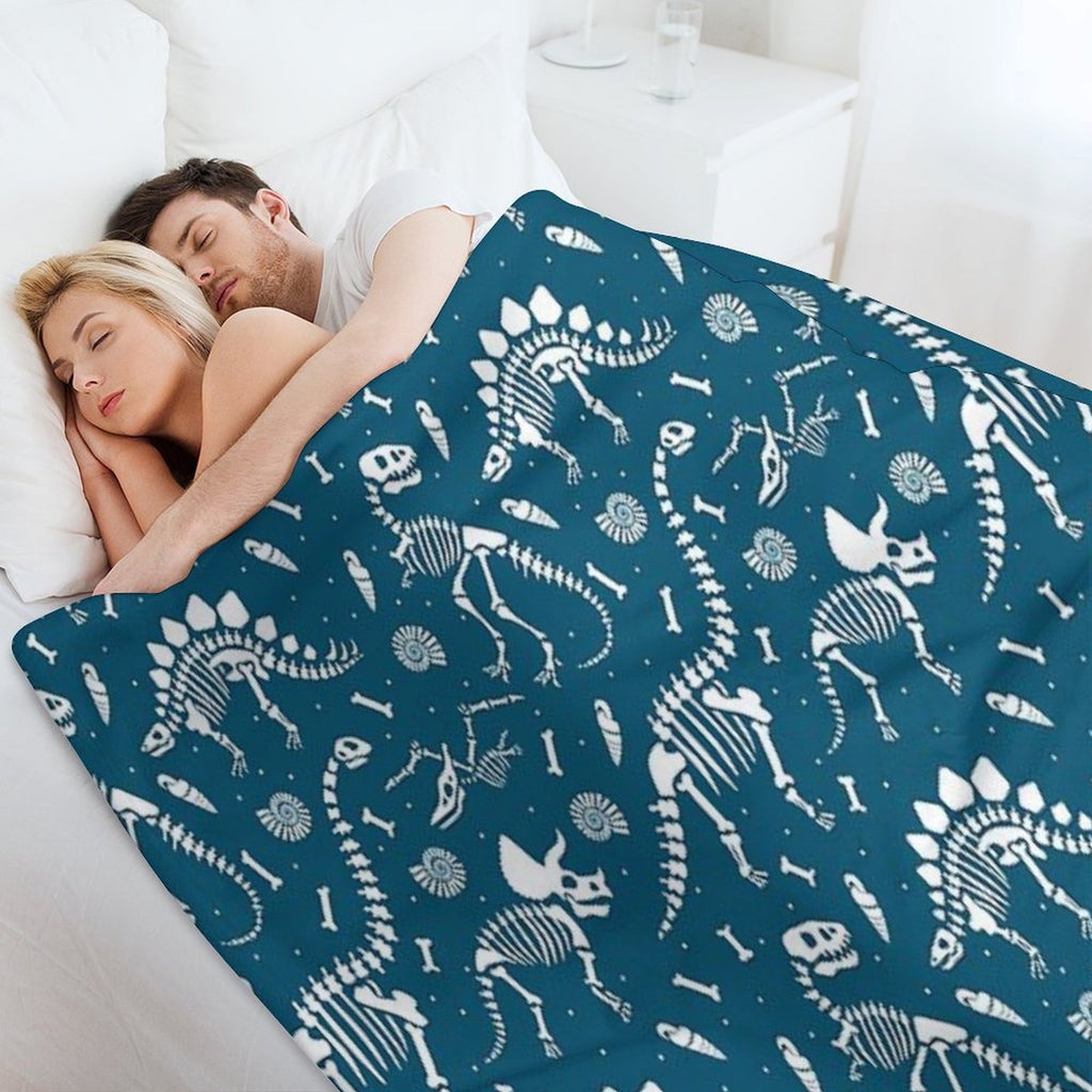 Dinosaur Fossils in Blue All-season Throw Blanket