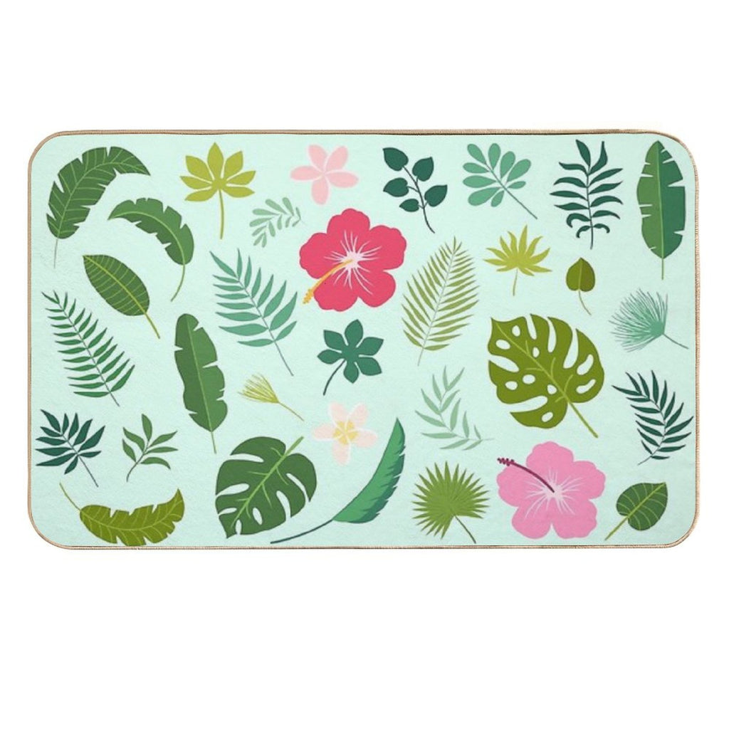 Tropical Nature Monstera Botanical Jungle Illustration Pillow Durable Bath Mat