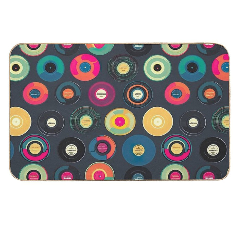 Retro Vinyl Records Print  Long-Lasting Bath Mat