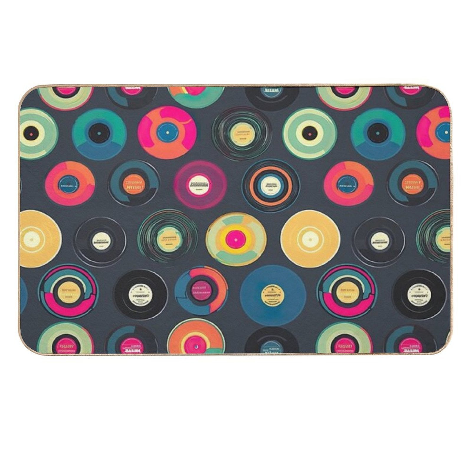 Retro Vinyl Records Print  Long-Lasting Bath Mat