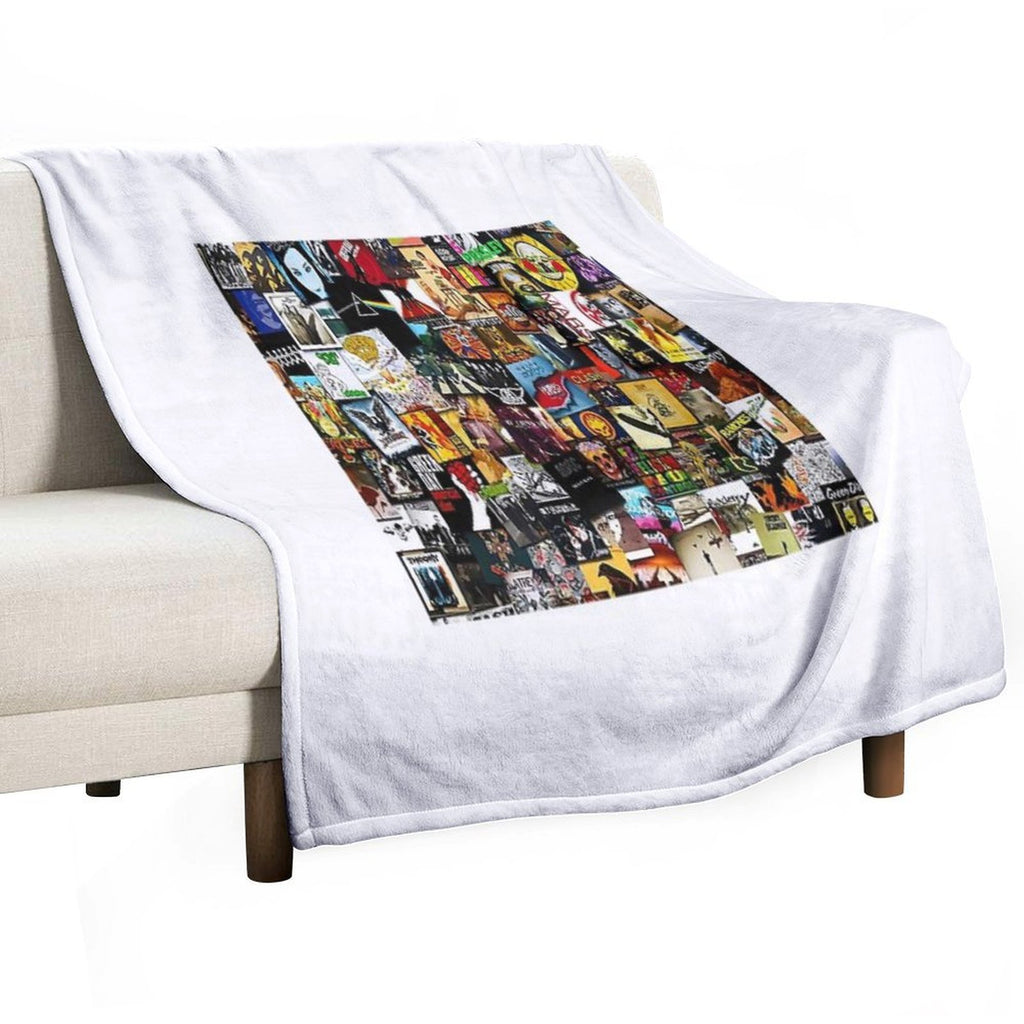 Album Collage Music Rock Versatility Throw Blanket