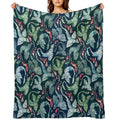 Dragon Fire Dark Blue & Green Travel-friendly Throw Blanket