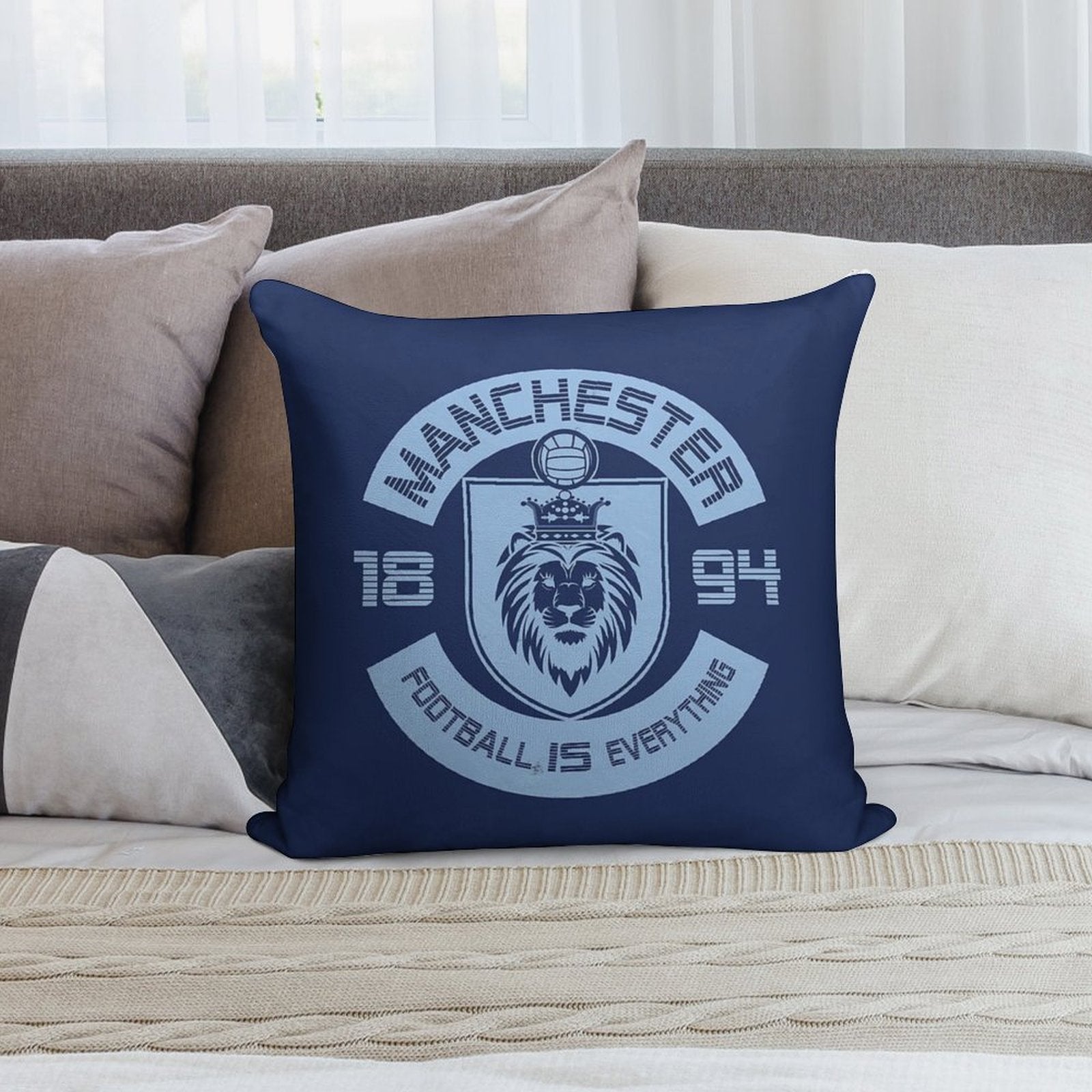 Football Is Everything - City of Manchester Squad Retro Soft Gift Ready Throw Pillow