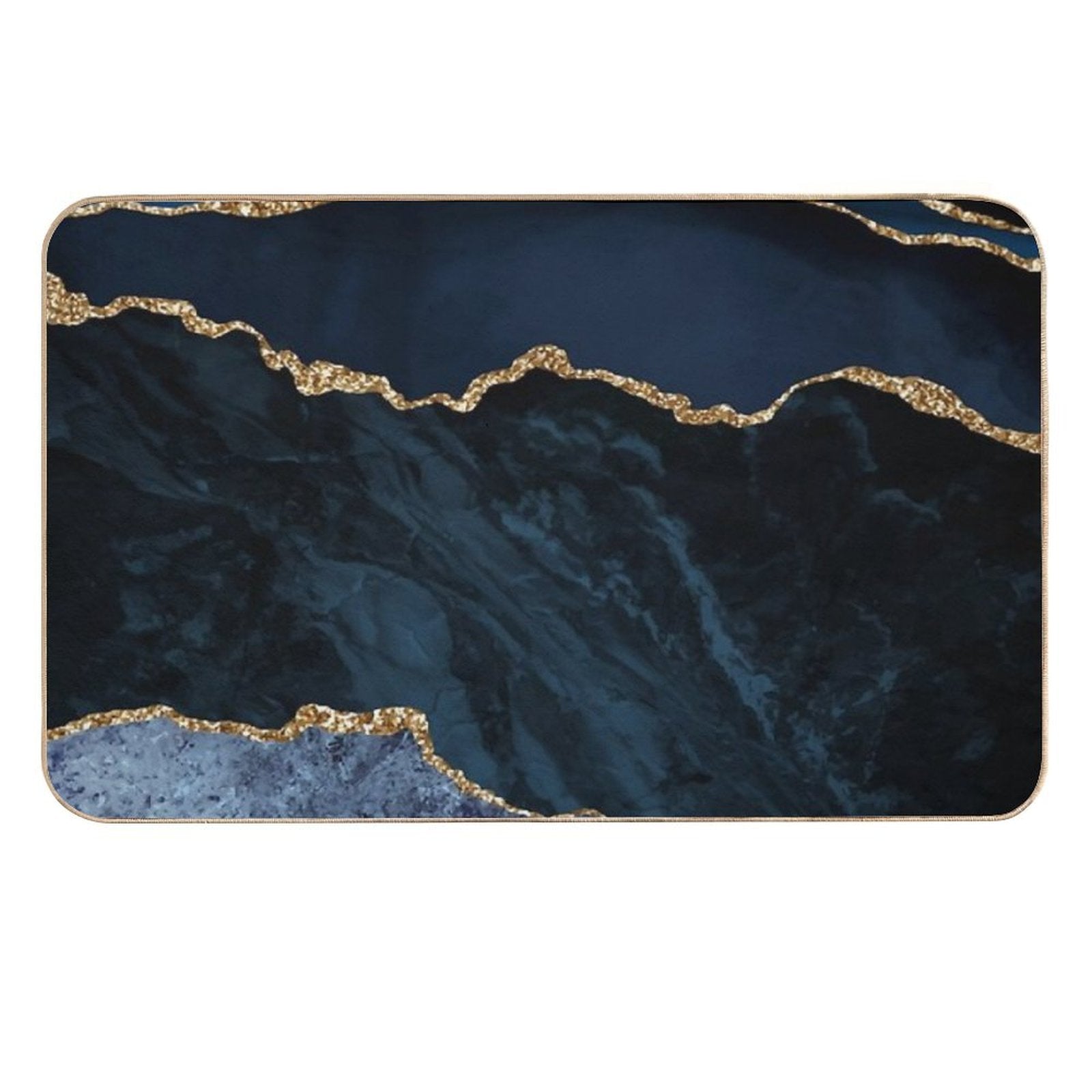 Navy And Gold Agate Watercolor Textures  Stain-Proof Bath Mat