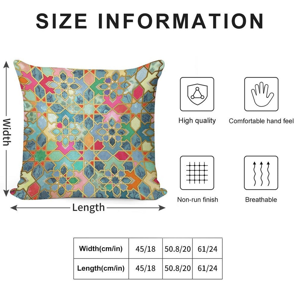 Gilt & Glory - Colorful Moroccan Mosaic Soft Anti-Pilling Throw Pillow