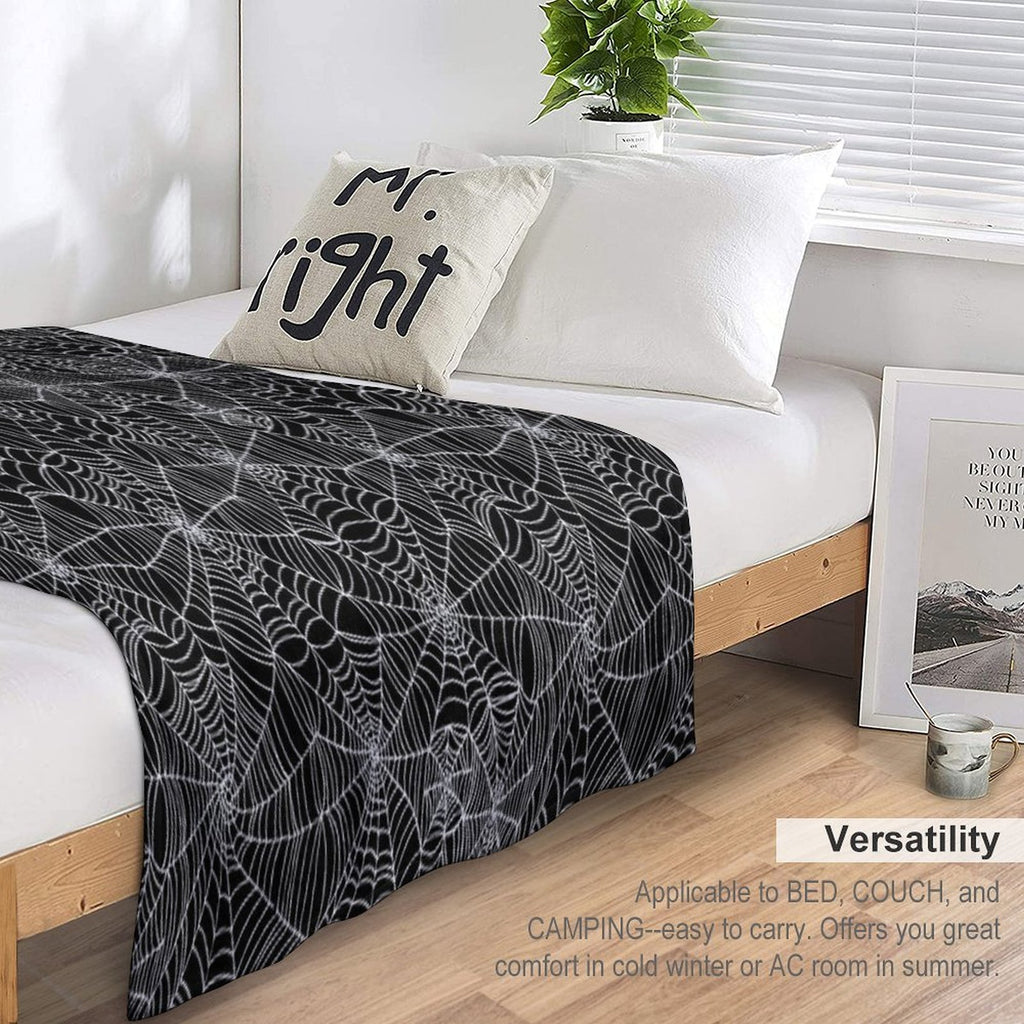 Spider Web Pattern - White on Black by Cecca Designs Plush Throw Blanket