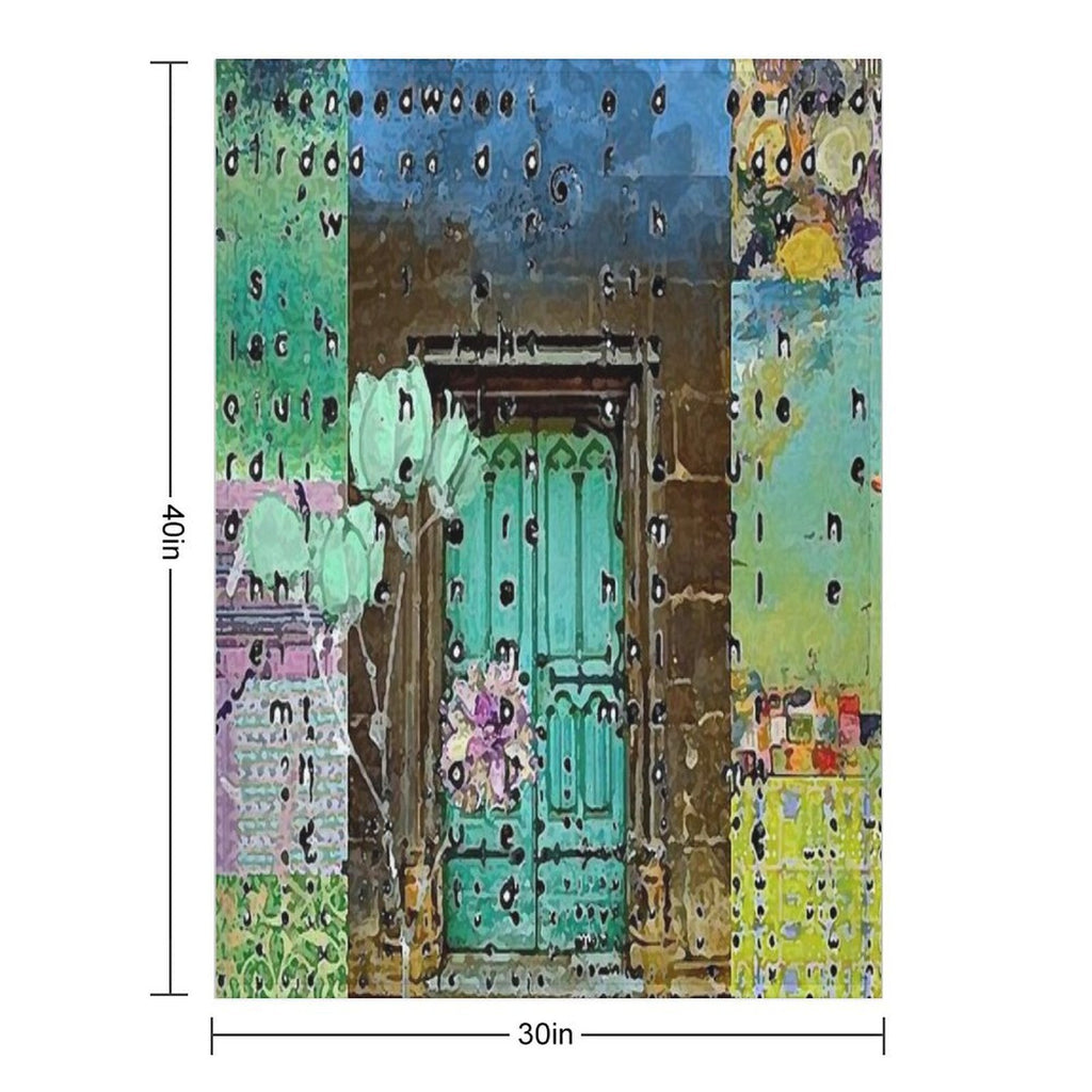 Teal Door Abstract Art Comfort Throw Blanket