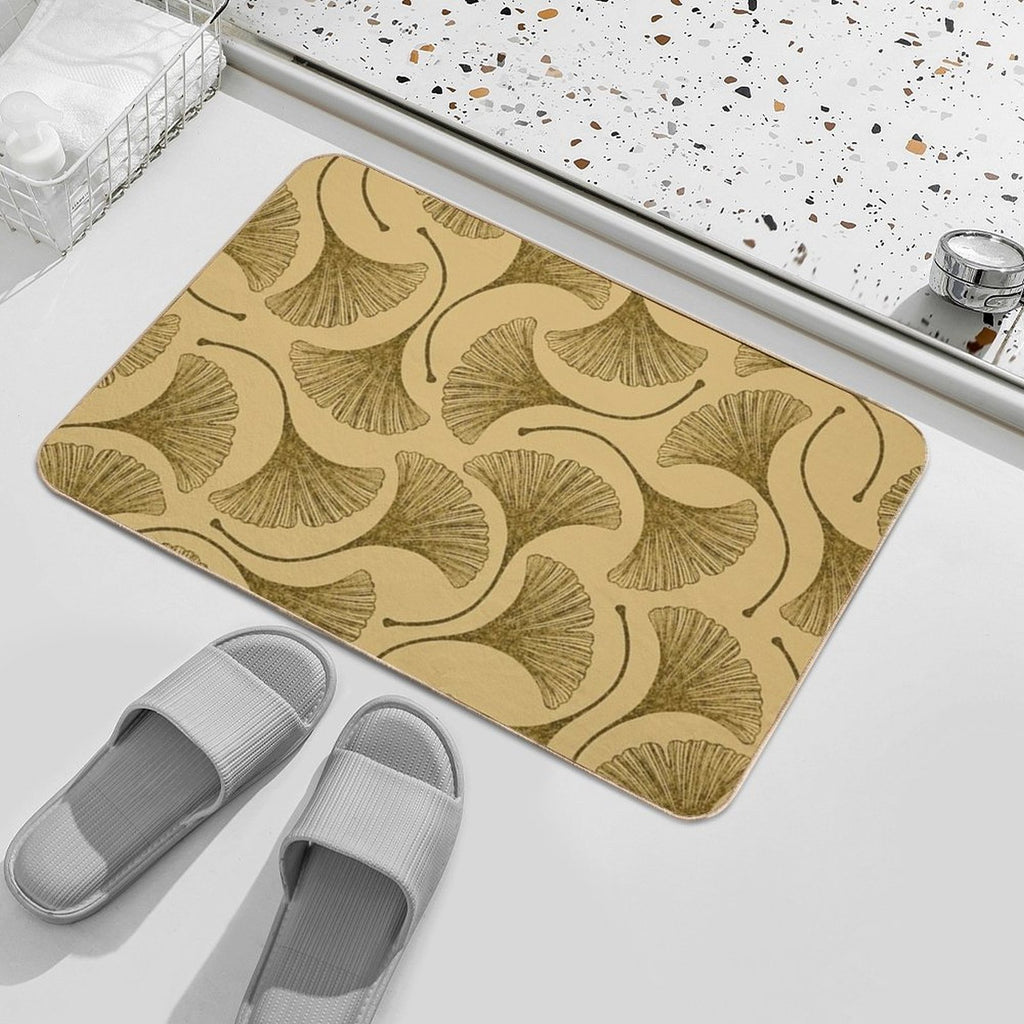 Golden Ginko Leaves  Slip-Resistant Bath Mat