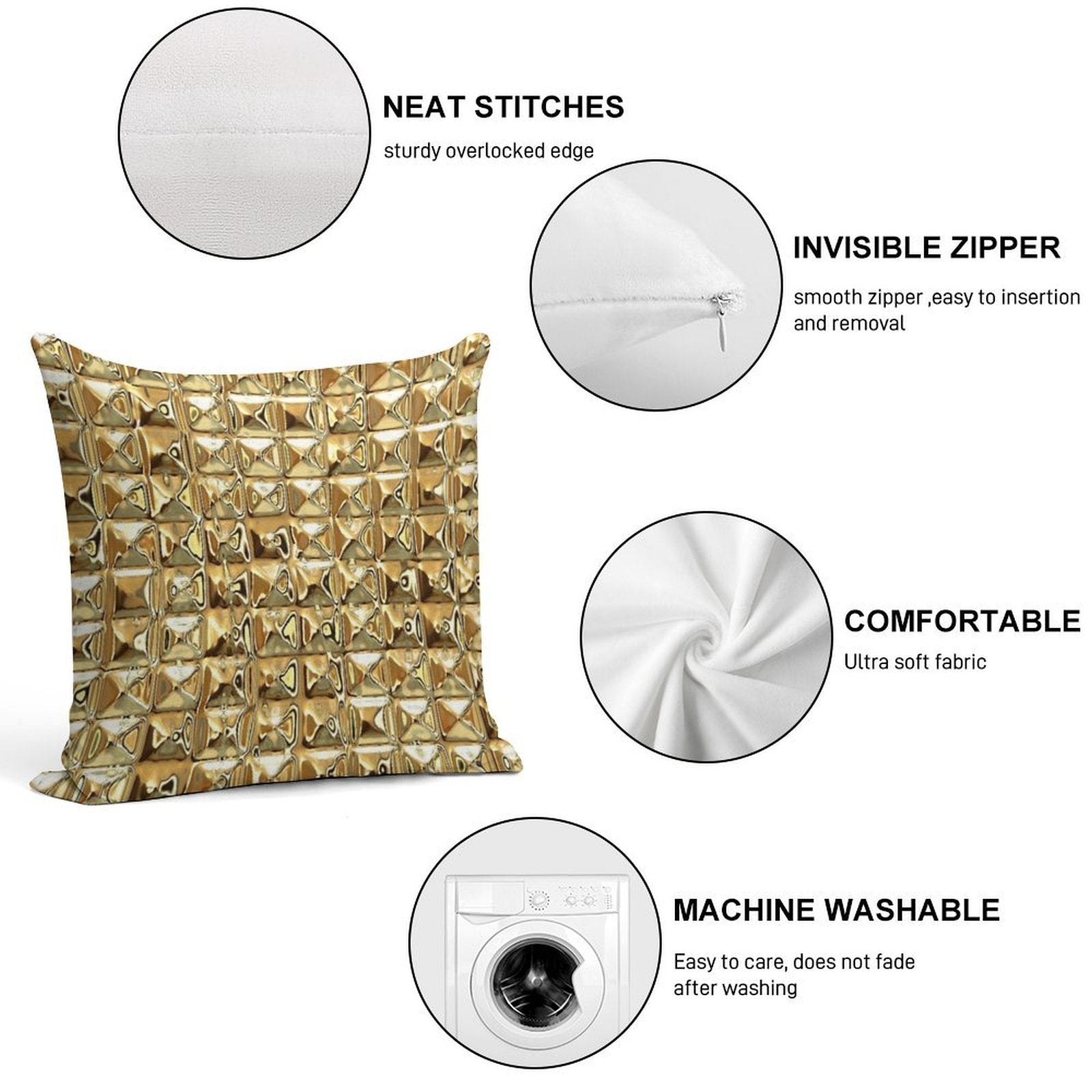 Photograph of Gold ONLY - Not Reflective Soft Skin-Friendly Throw Pillow