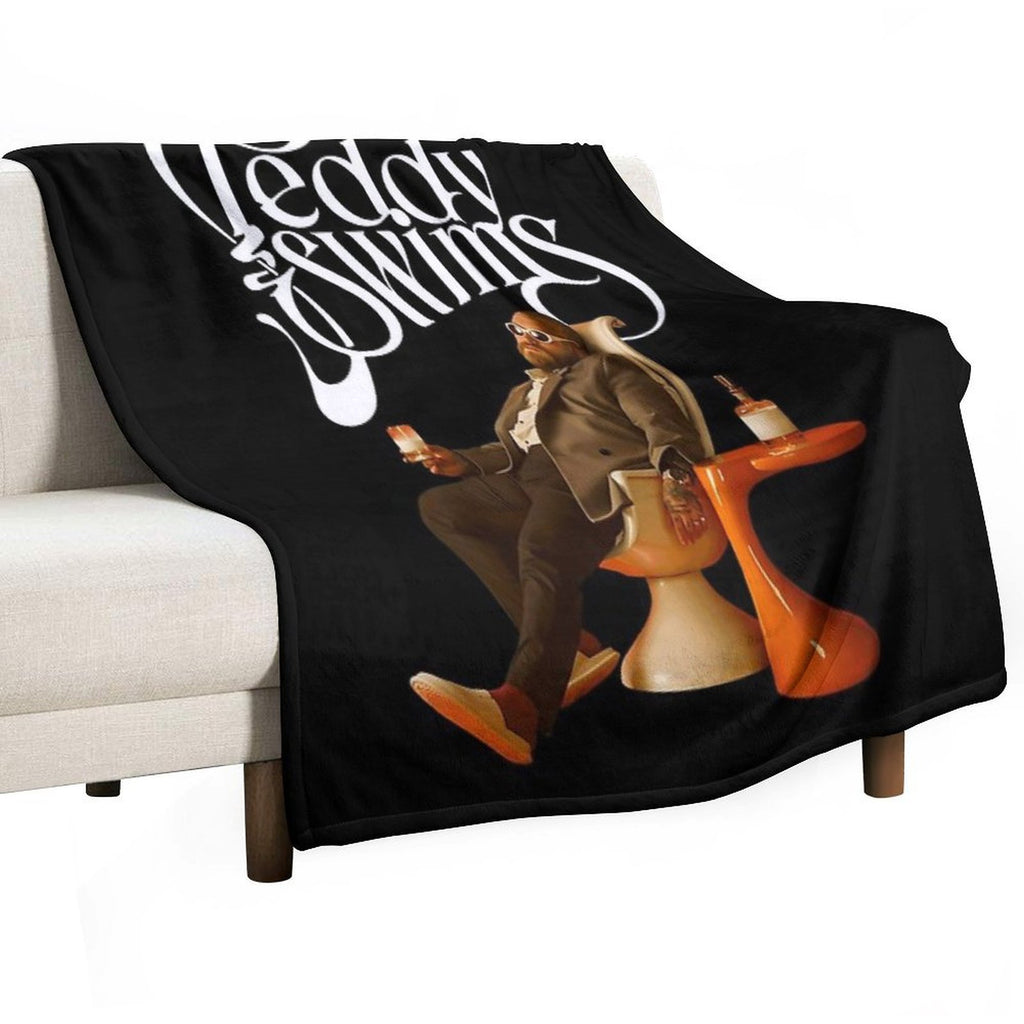 Vintage Pop Art Teddy Swims Sustainable Throw Blanket