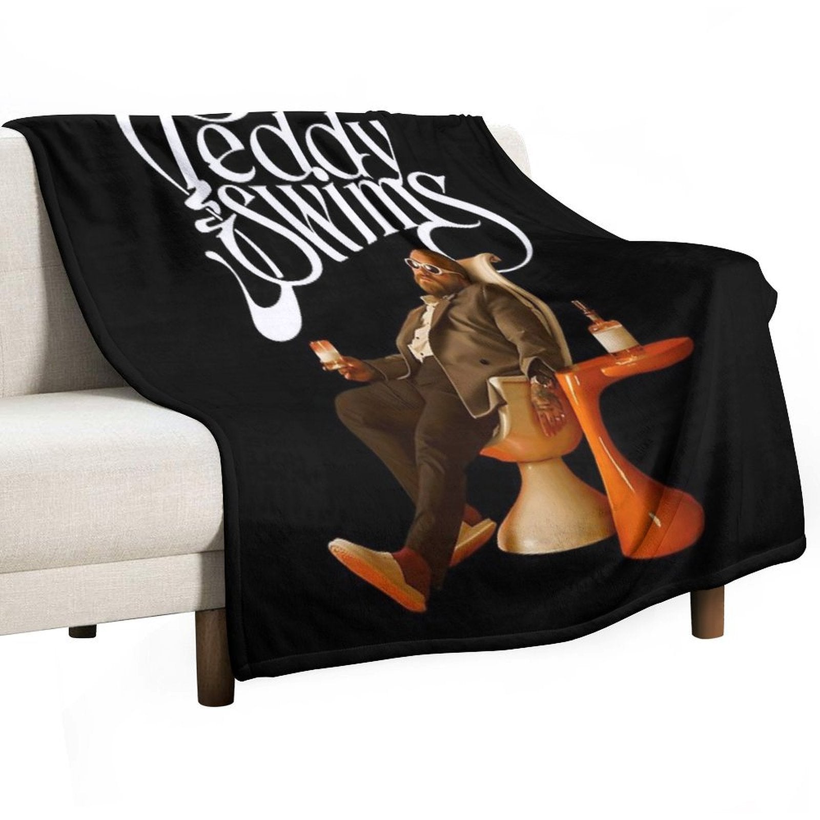 Vintage Pop Art Teddy Swims Sustainable Throw Blanket
