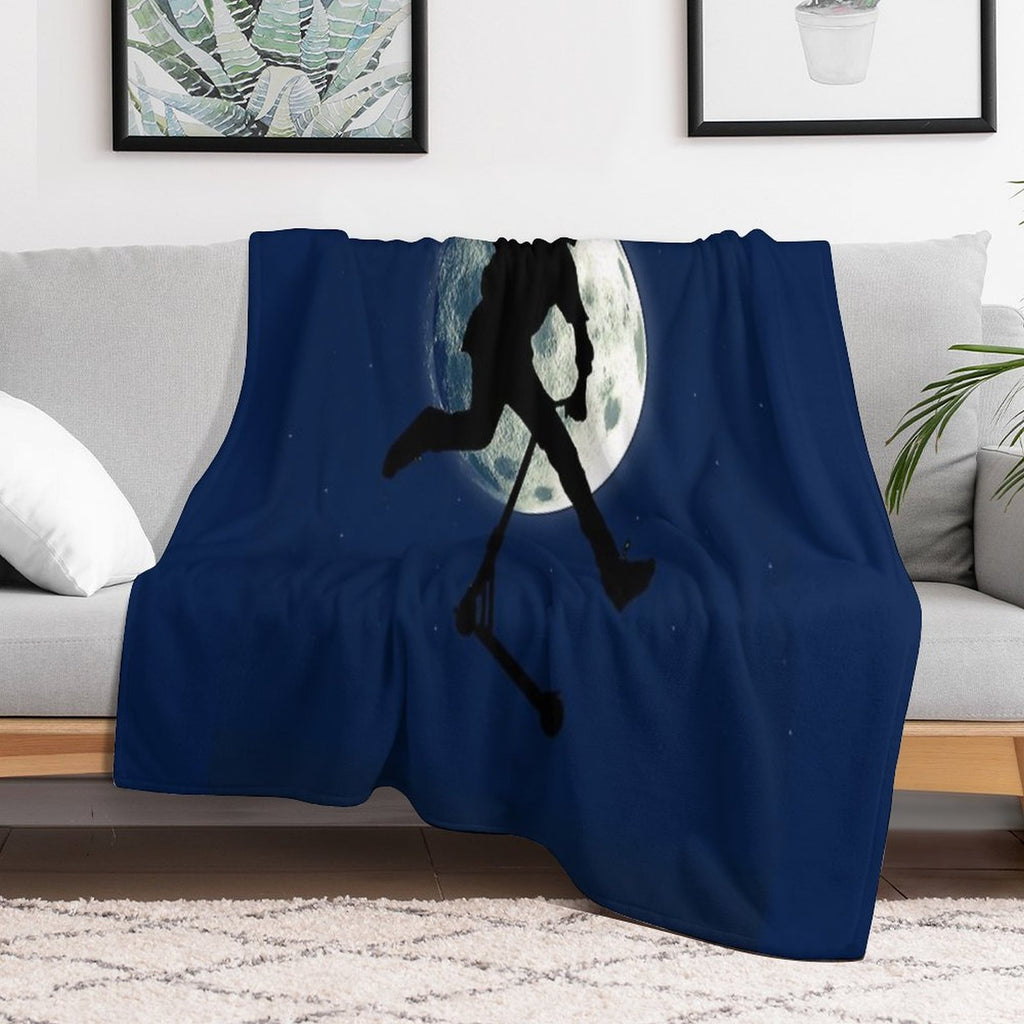 Night Scootering - Stunt Scooter And Full Moon Premium Throw Blanket