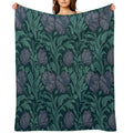 Floral Teal Delight Inspired by William Morris Pimpernel Shrink-resistant Throw Blanket