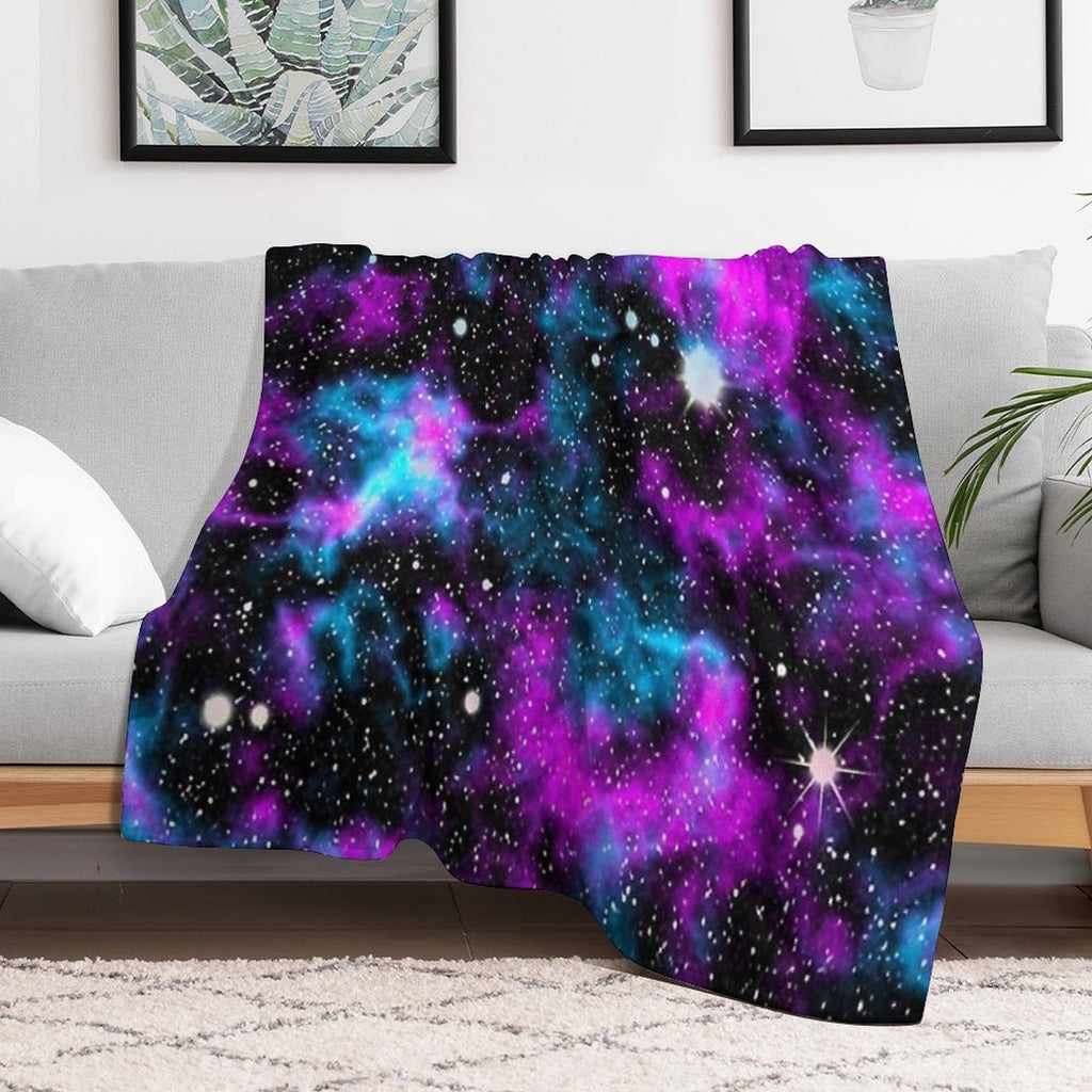 Purple And Blue Galaxy Comfort Throw Blanket