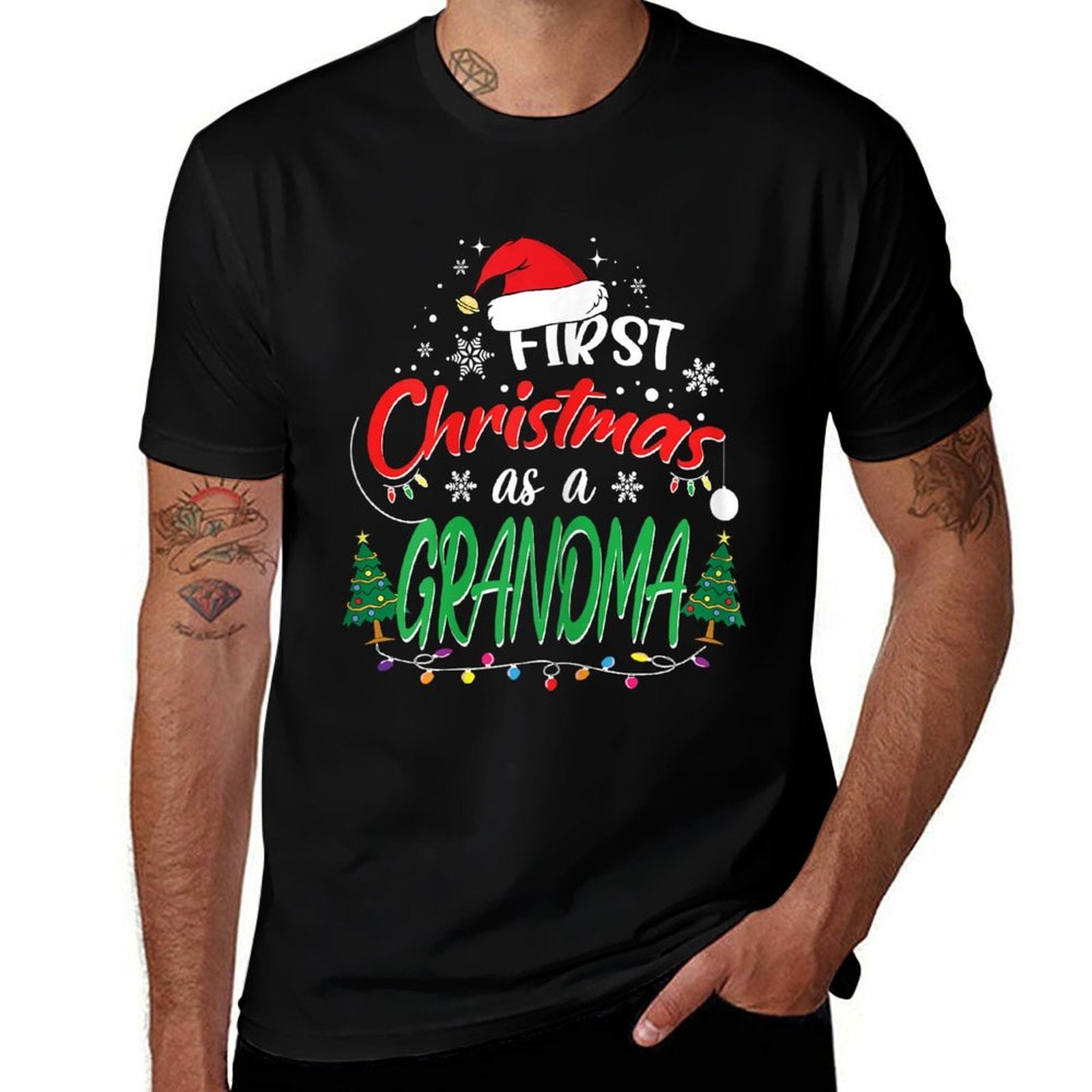 First Christmas As A Grandma New Grandmother 1st Christmas  Eco-friendly Material T-Shirt