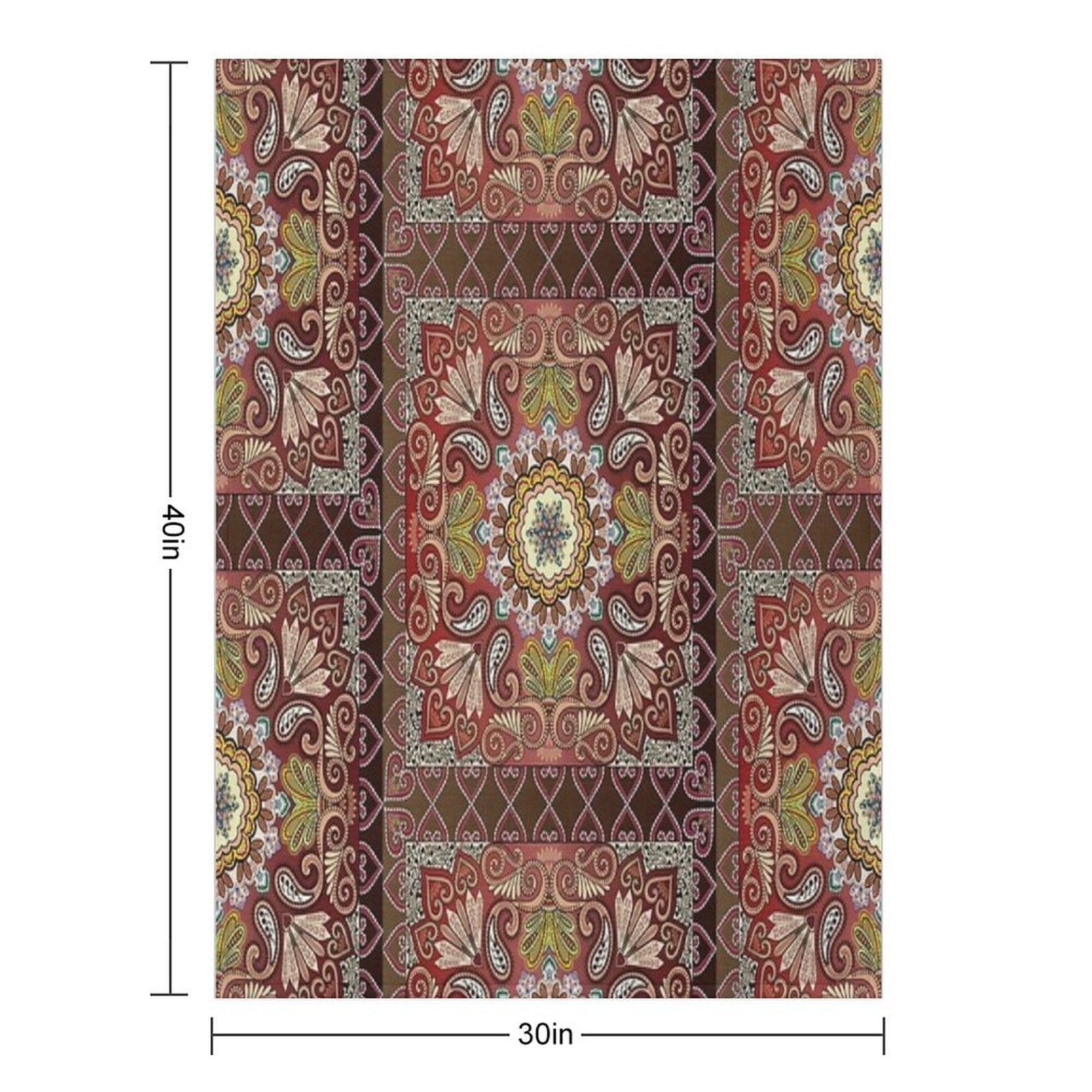 Boho Style Vintage Mandala Print Machine-washable Throw Blanket