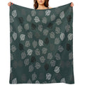 Nook Leaf Aloha Logo - Black And White on Green Anti-pilling Throw Blanket