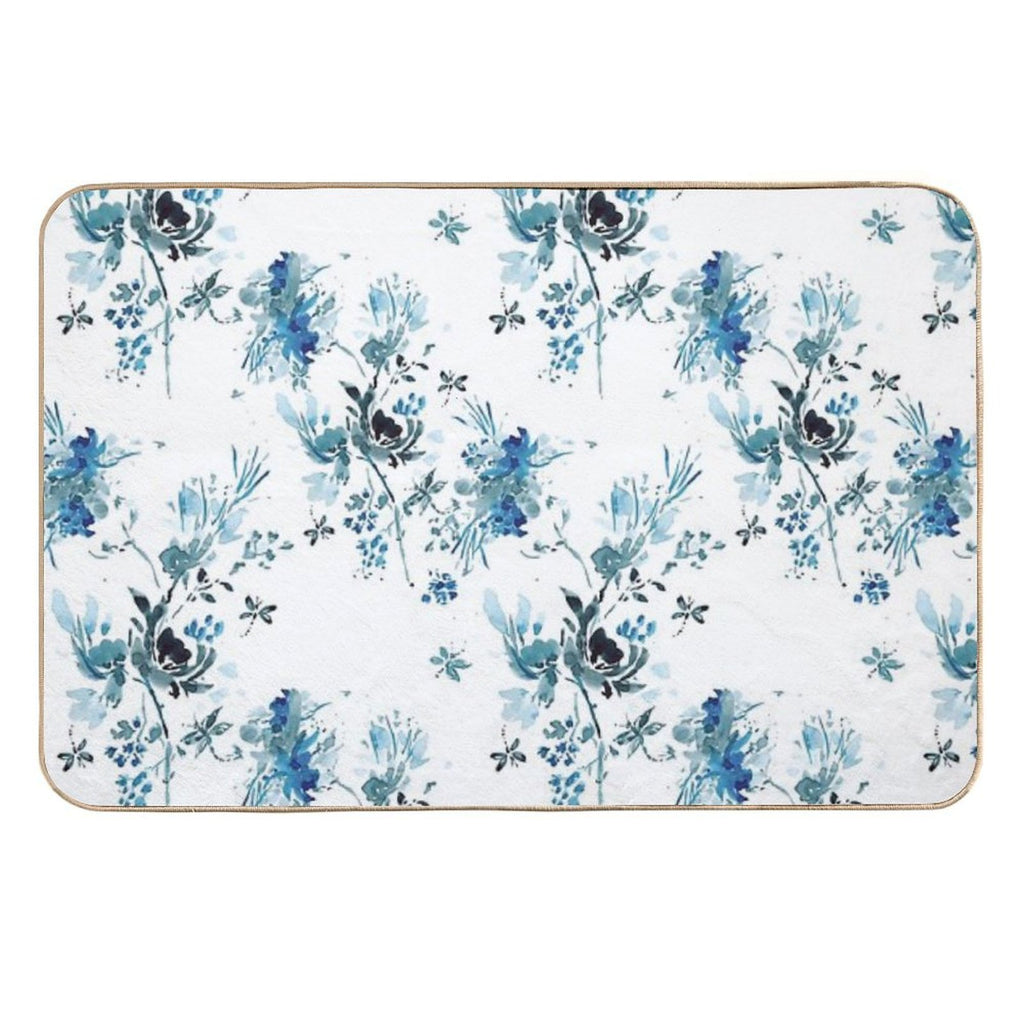 Blue Floral with Dragonflies  Repositionable Bath Mat