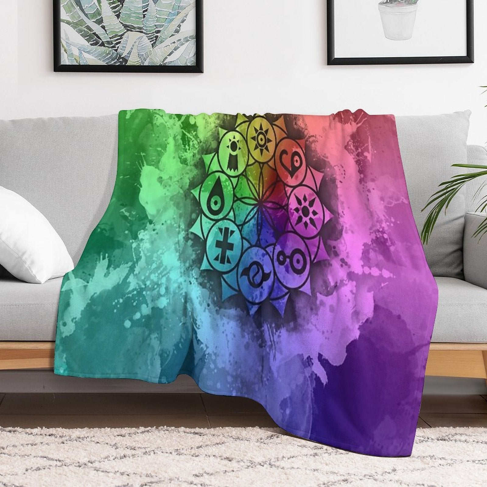 Digimon Mandala Paint Compact Throw Blanket