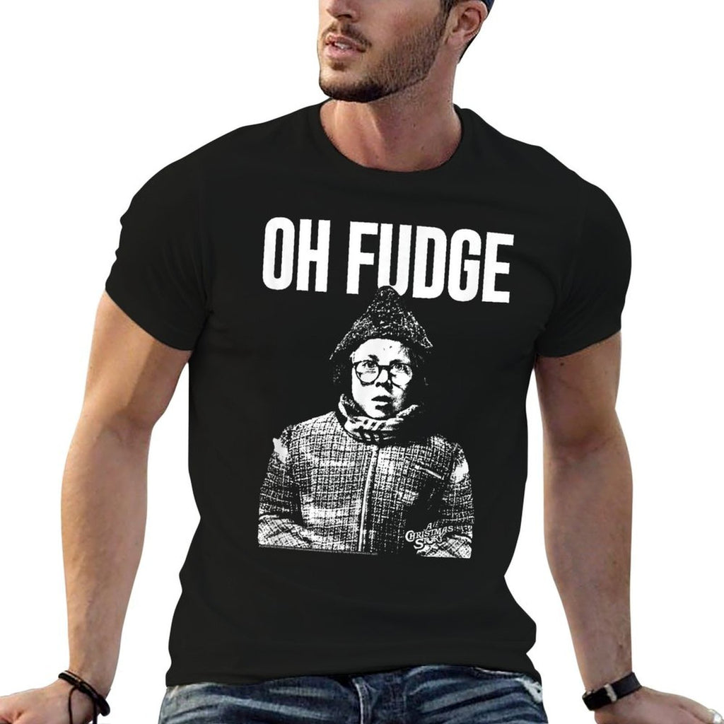A Christmas Story Oh Fudge Black  White Ralphie Holiday  Graphic-printed T-Shirt