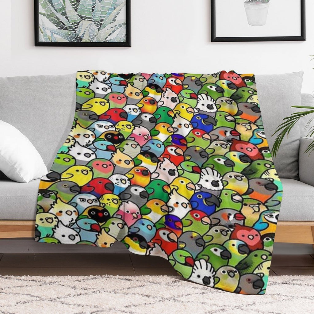 Colorful Birds Shrink-resistant Throw Blanket