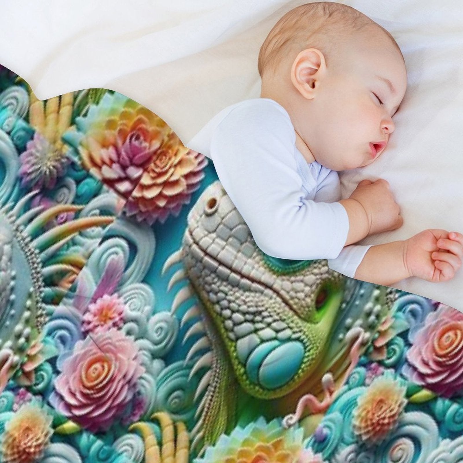 3D Iguana Machine-washable Throw Blanket