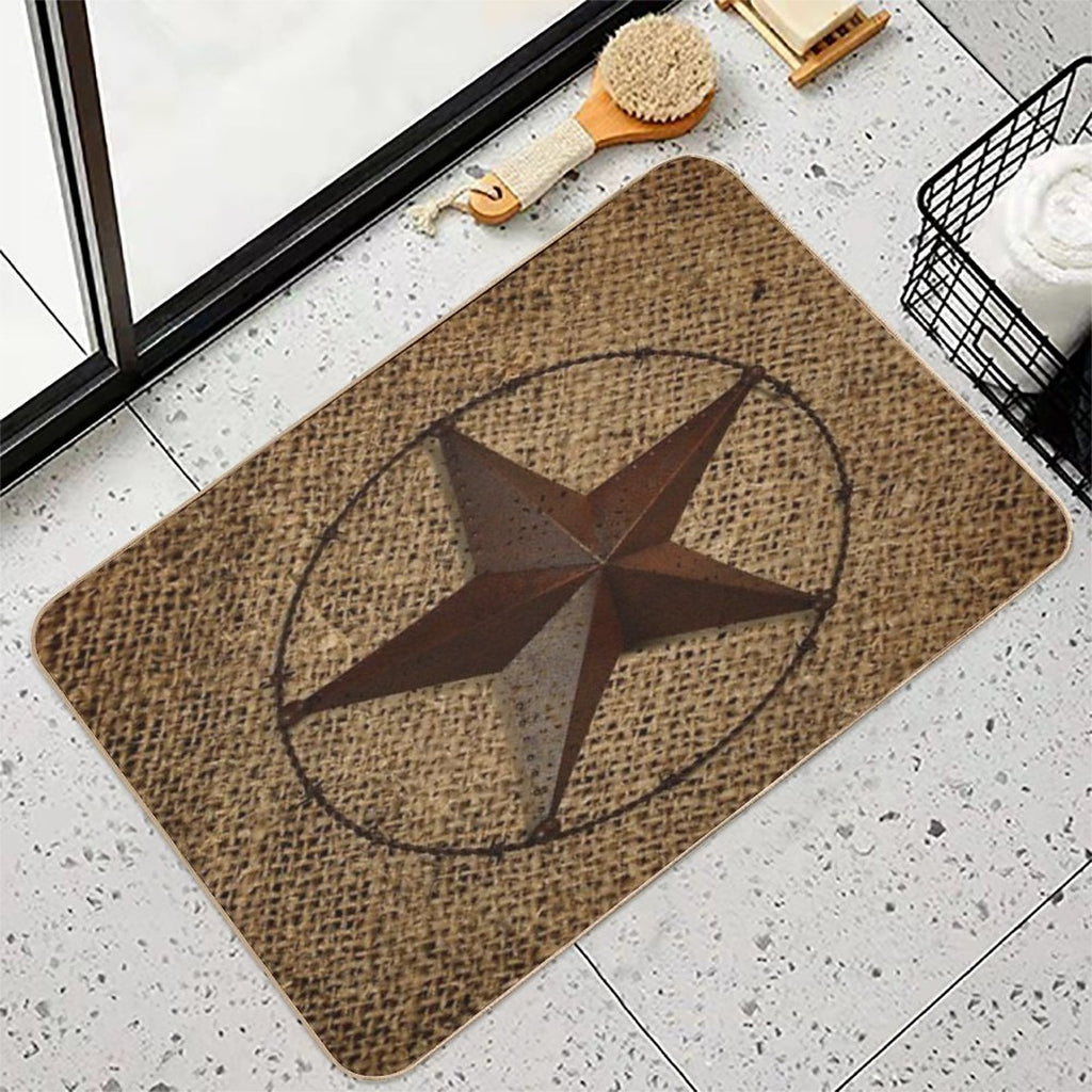 Rustic Western Country Burlap Star  Versatile Bath Mat