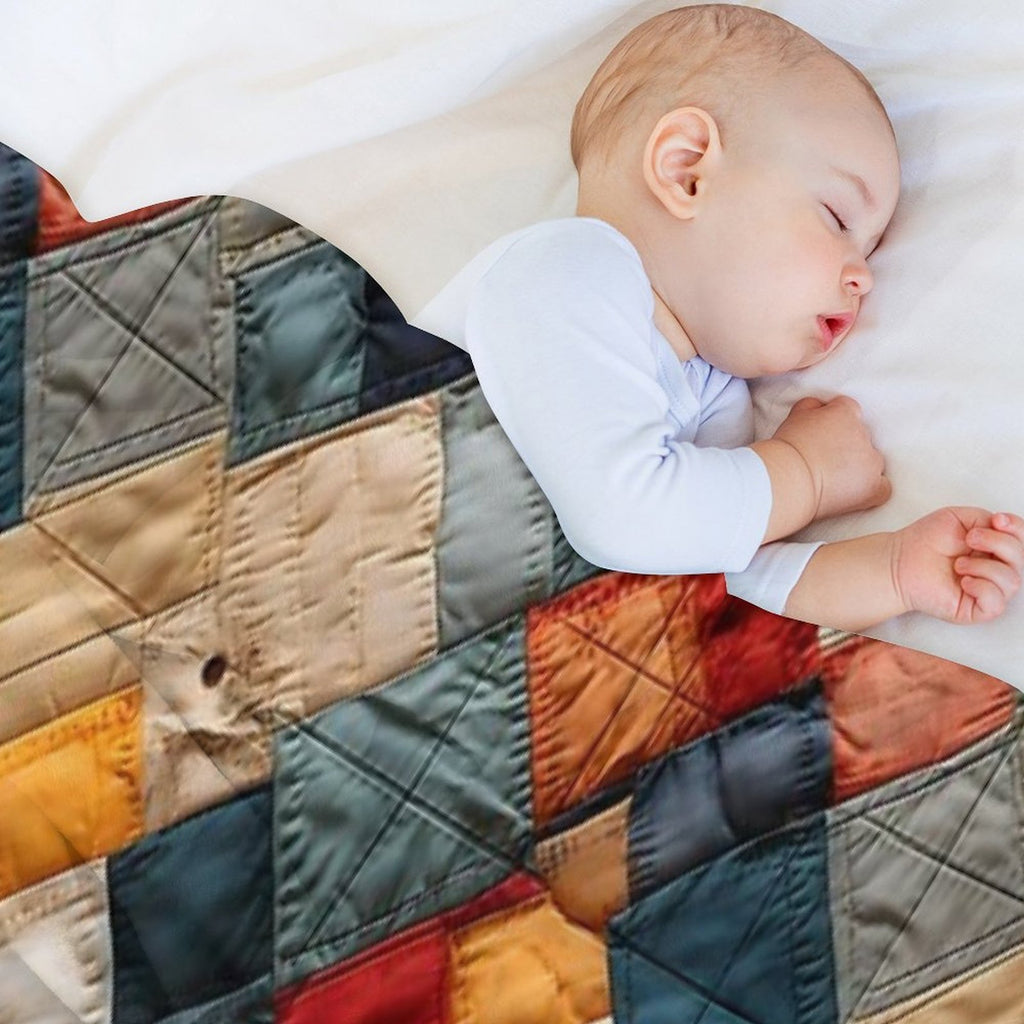 Retro Geometric Distressed Patchwork Pattern All-season Throw Blanket