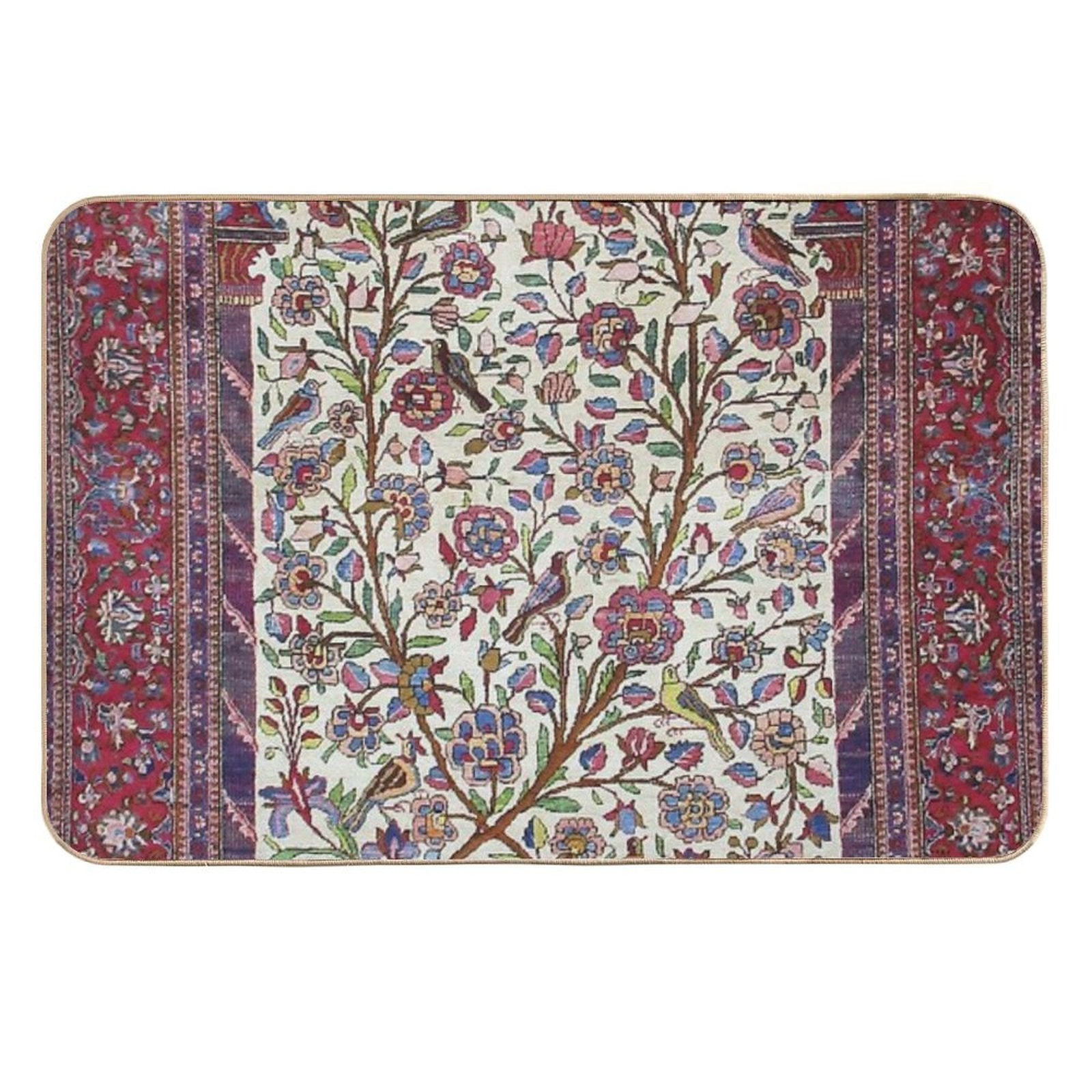Antique Persian Silk Kashan Rug Print Durable Bath Mat