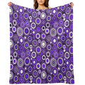 Ultra Violet, Purple And White Circle Retro Pattern Easy Care Throw Blanket