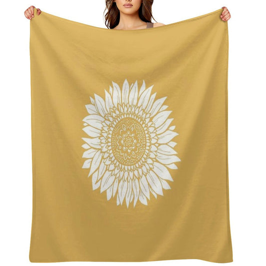 Yellow Flower Drawing Tapestry Sustainable Throw Blanket