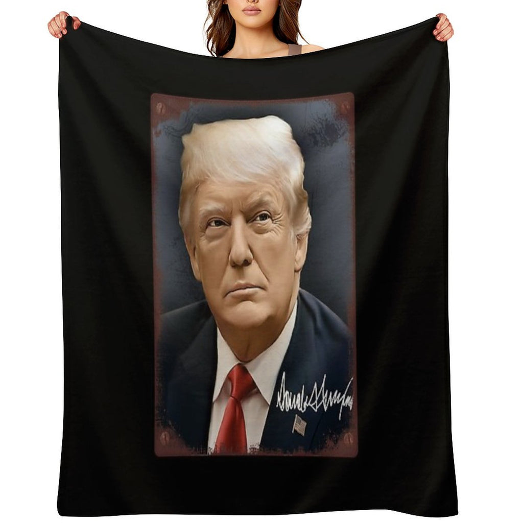 Donald Trump Art - Vintage Rustic Trump Painting on Tin Metal Design Comfort Throw Blanket