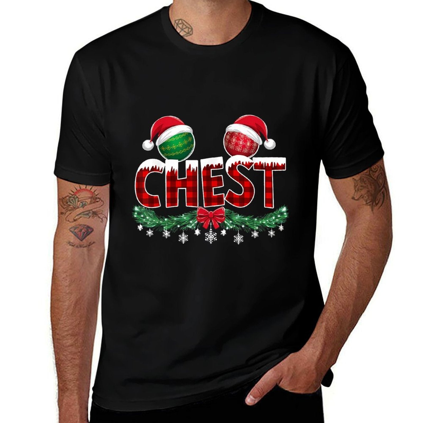 Chest Nuts Christmas T Matching Couple Chestnuts Chest  Stretchy T-Shirt