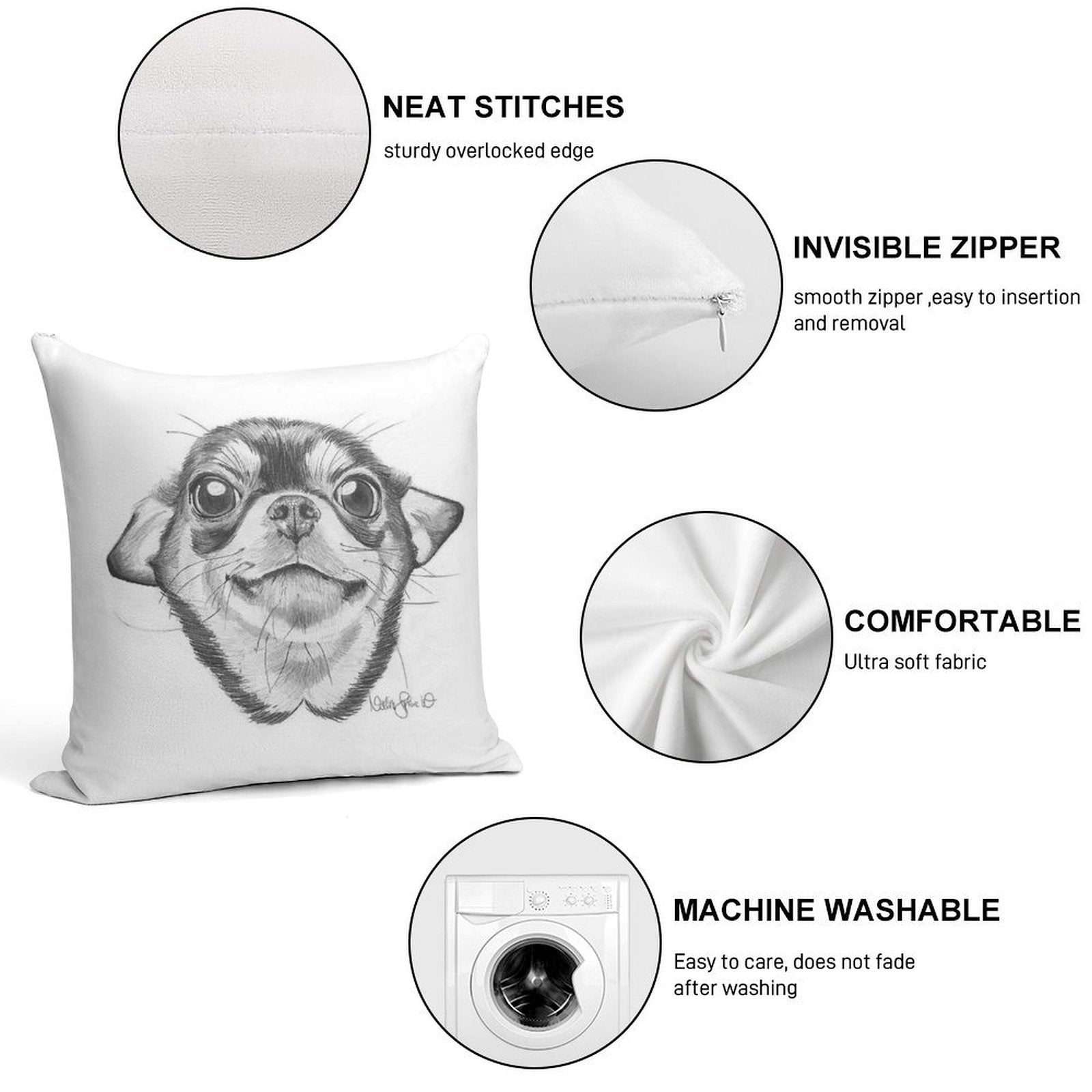 CHIWUAHWUAH Soft Fade-Resistant Throw Pillow