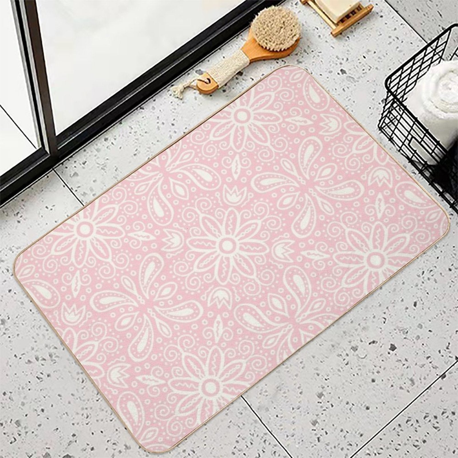 Pink Paisley Pattern Durable Bath Mat