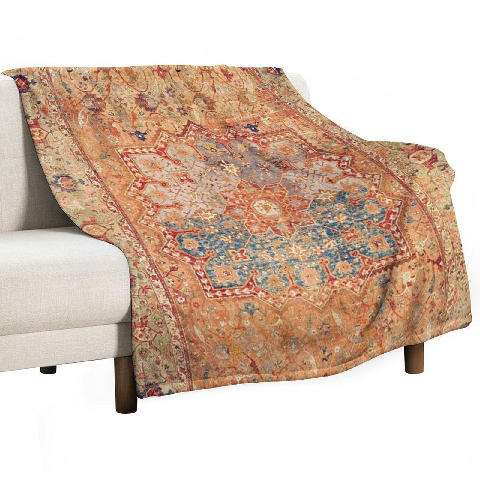 16th Century Persian Carpet Print Plush Throw Blanket