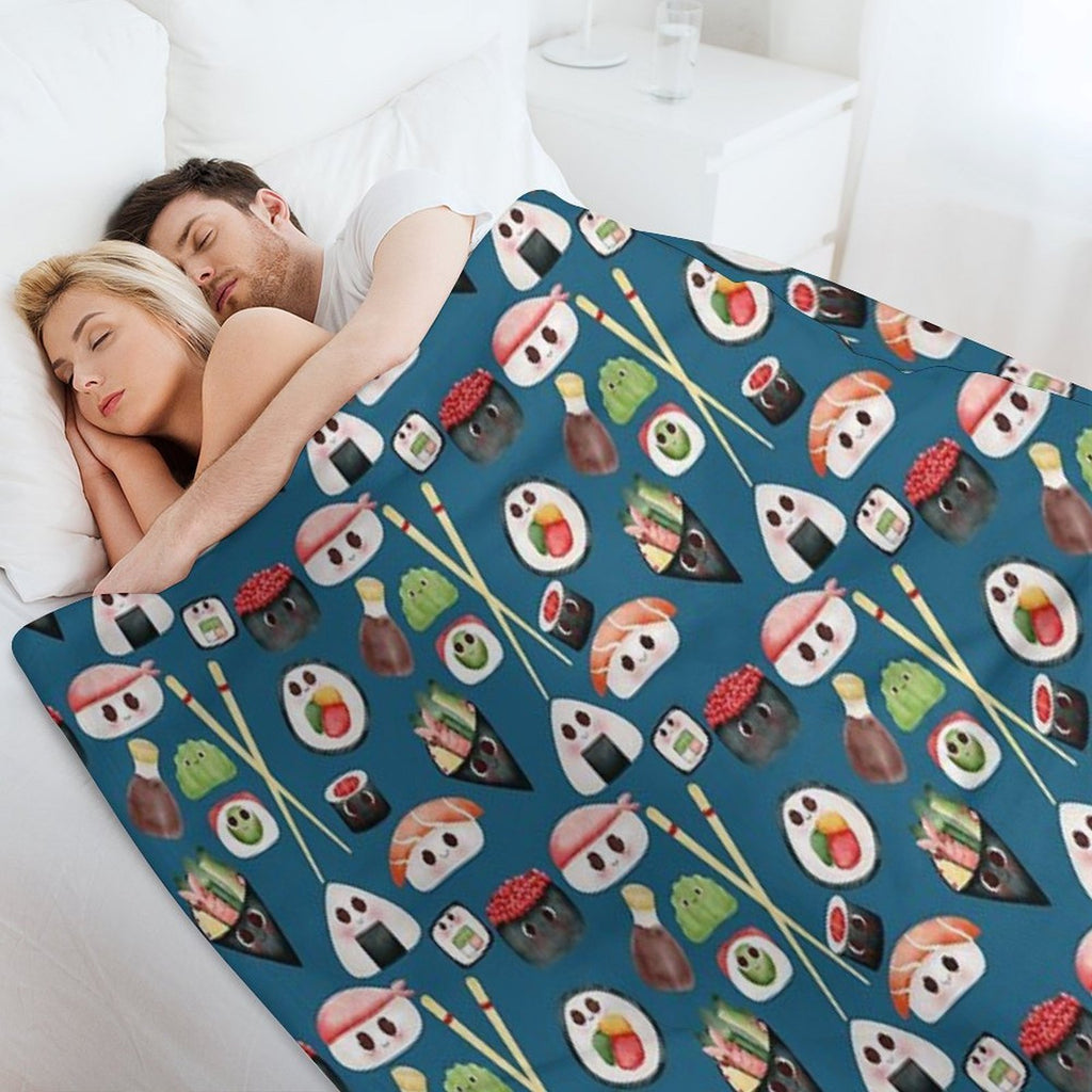 Kawaii Sushi Squad – Cute Japanese Food Illustration Versatility Throw Blanket