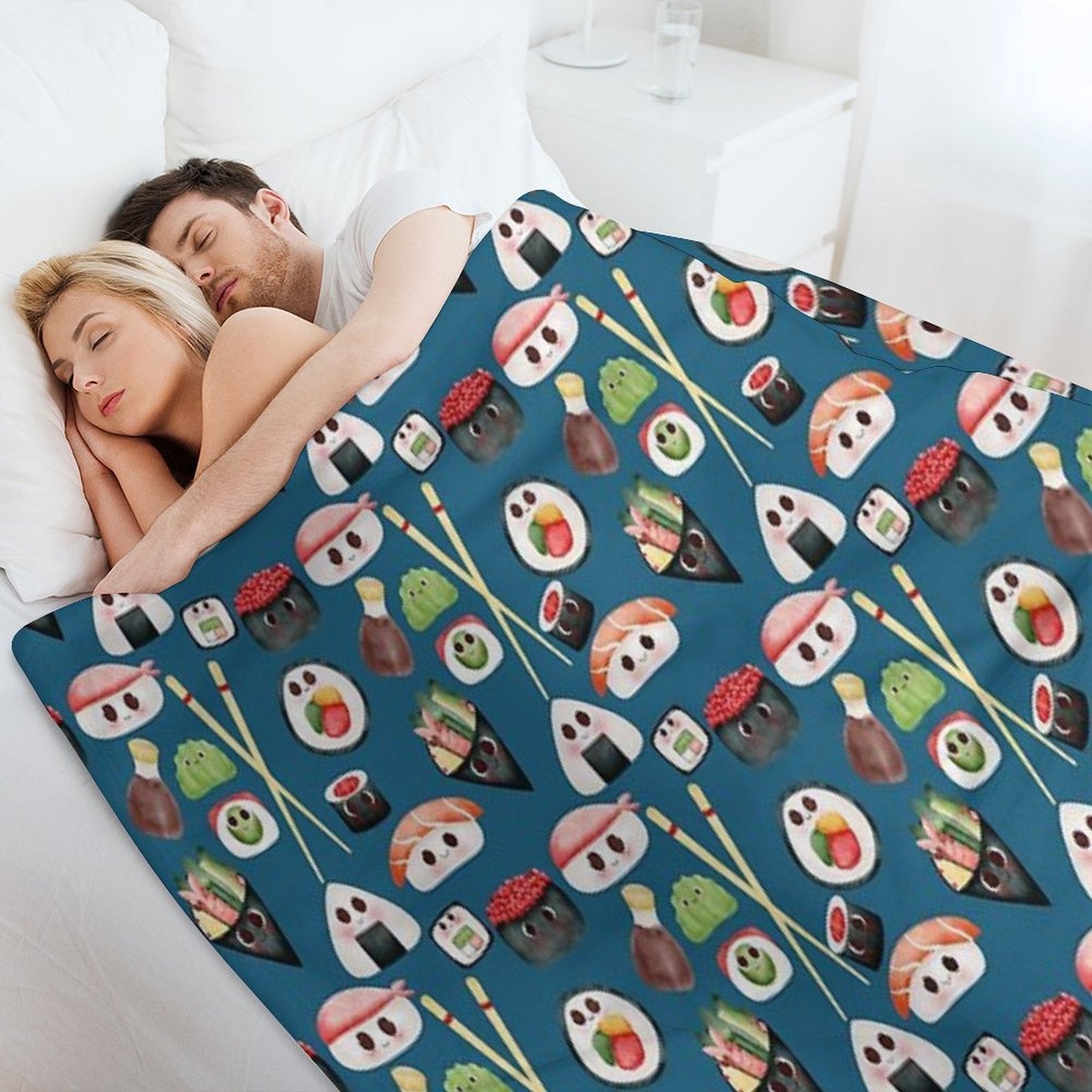 Kawaii Sushi Squad – Cute Japanese Food Illustration Versatility Throw Blanket