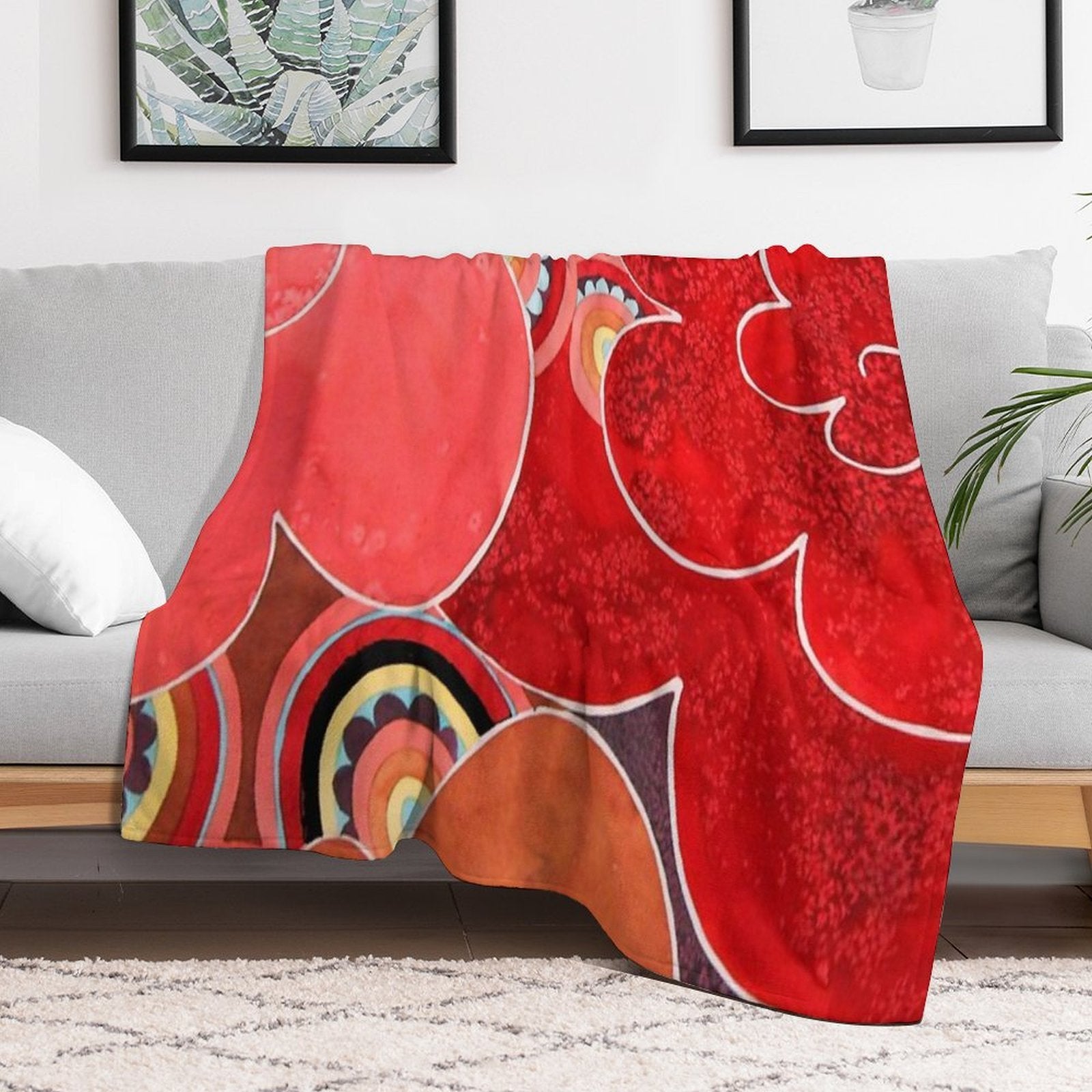 Abstract Flowers Sustainable Throw Blanket