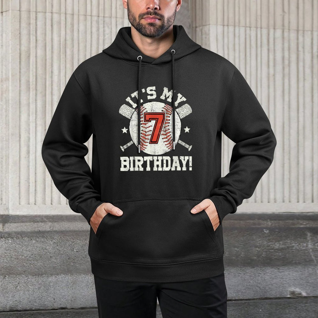 Kids 7th Baseball Birthday Party Boys Sport Fan 7 Years Old Casual Wear Hoodie