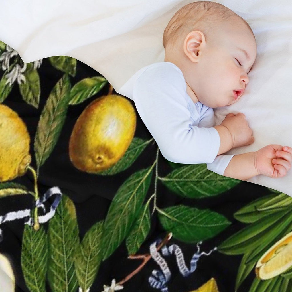 Lemon Tree - Black Eco-conscious Throw Blanket