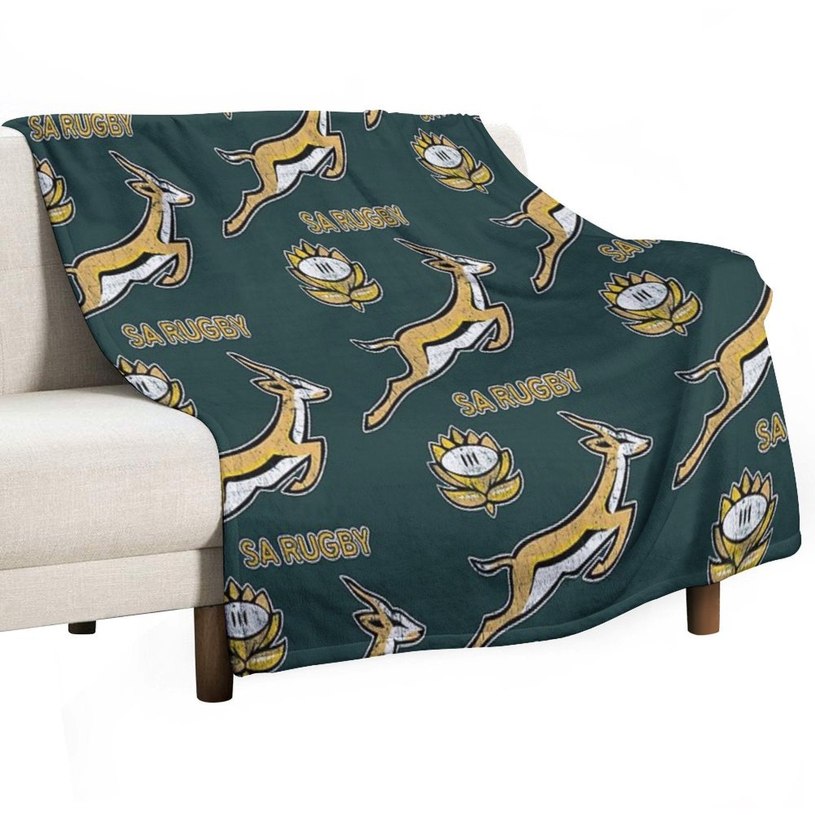 SA Rugby - Vintage Springbok Logo Velvety-soft Throw Blanket