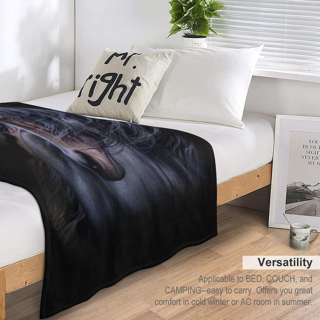 The Black Horse Machine-washable Throw Blanket