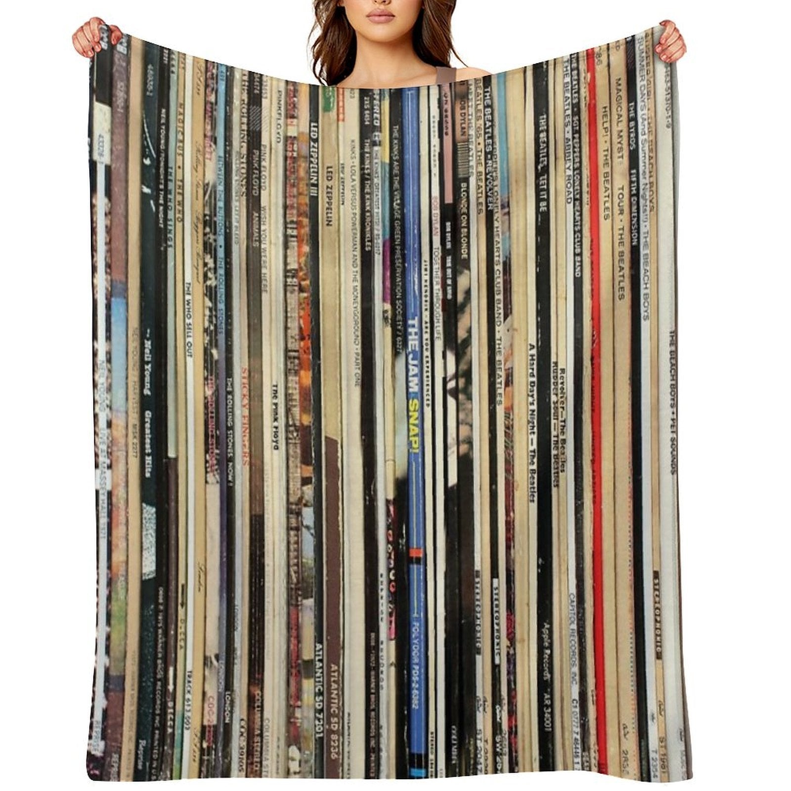 Classic Rock Vinyl Records Travel-friendly Throw Blanket