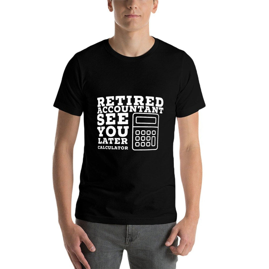 Retired Accountant Gifts Accountant Retirement Gift Funny Retired CPA - Men's Unisex Black Cotton Blend - Small  Ribbed Collar T-Shirt